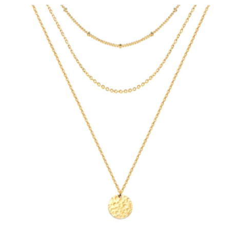 3 layers Necklace, 18K Gold Plated Steel - Image 2