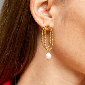 Earrings, 18K Gold Plated Steel