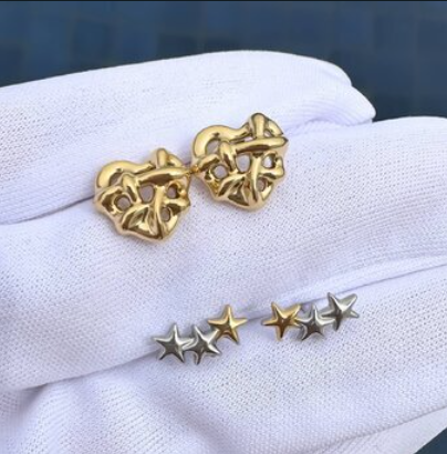 "Stars" Earrings, 18K Gold Plated Steel - Image 2