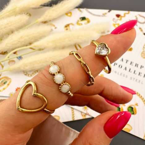 "Heart" Ring, 18K Gold Plated Steel