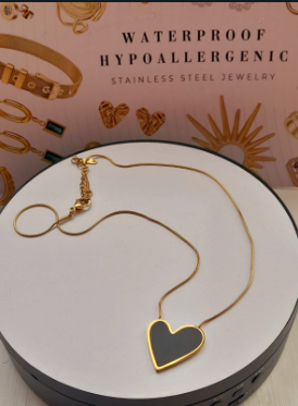 "Heart" Necklace, (OC101)18K Gold Plated Steel - Image 3