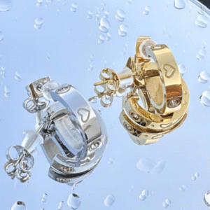 "Hearts" Earrings, 18K Gold Plated Steel