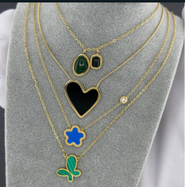 "Heart" Necklace, (OC101)18K Gold Plated Steel