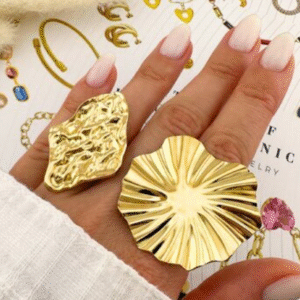 "Leaf" Ring, 18K Gold Plated Steel