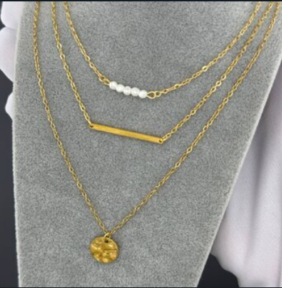 Necklace, 18K Gold Plated Steel