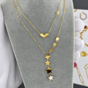 "Stars" Necklace, 18K Gold Plated Steel